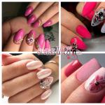 Manikur merah muda halus dengan berlian imitasi - kombinasi sempurna